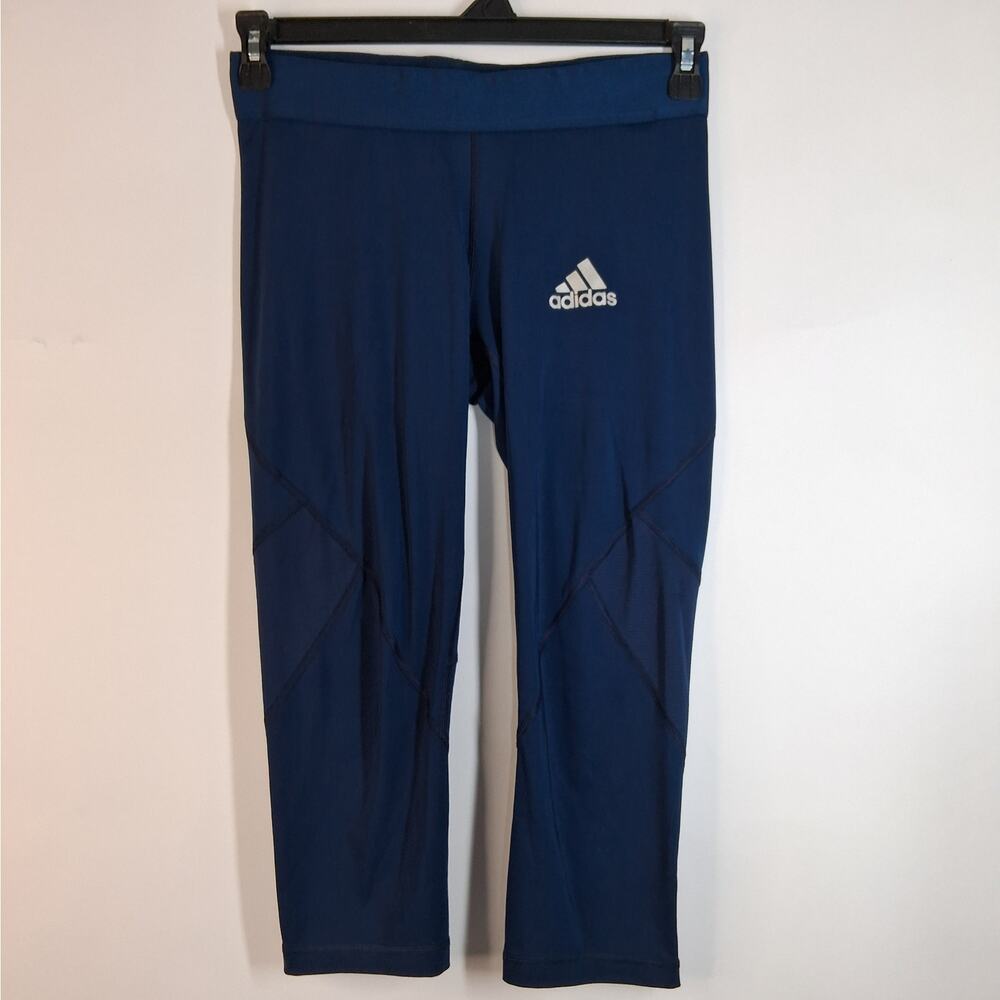 Adidas Alphaskin Climacool Tights Leggings Women's Medium Navy Blue 3/4 Length